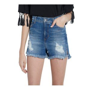 GUESS Claudia High-Rise Frayed Denim Shorts